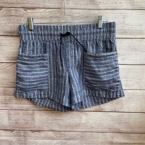 ATHLETA CABO TIDE‎ 100% LINEN SHORTS IN BLUE - Picture 1 of 4